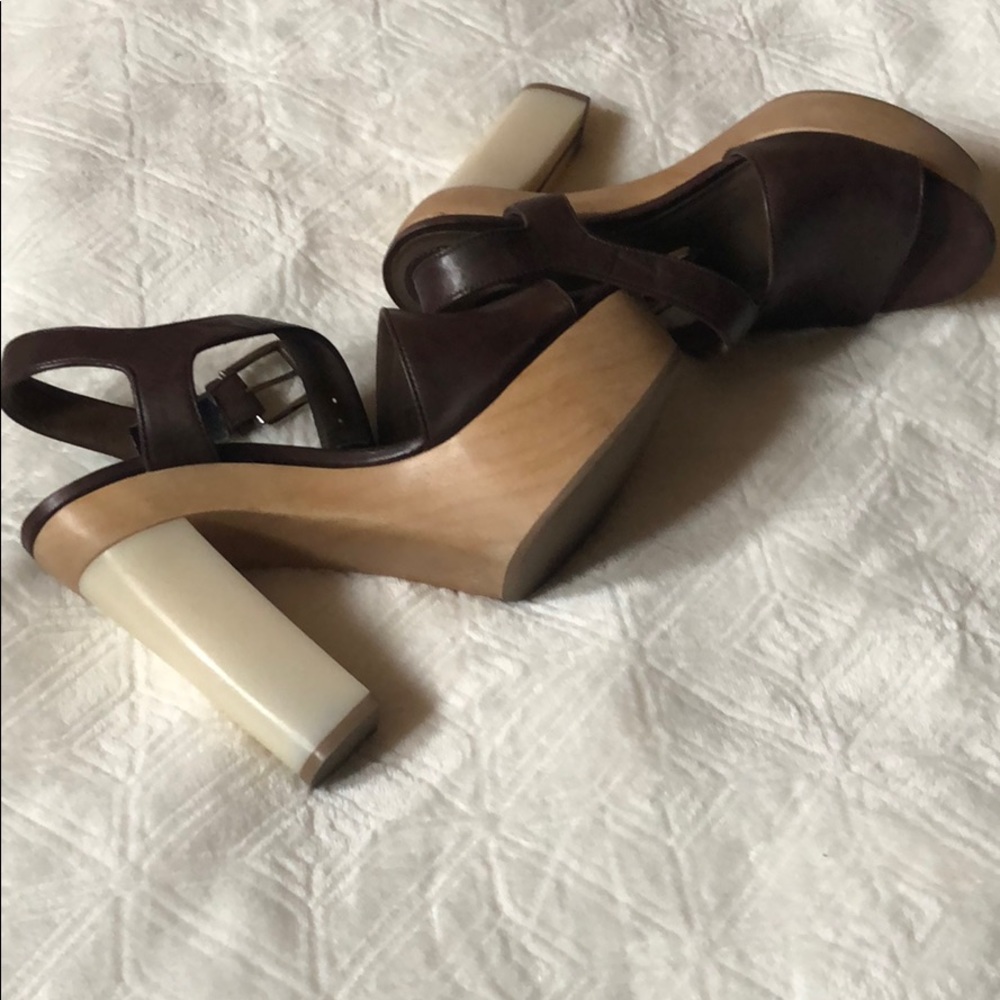 Milly samba leather platform sandals in brown/ 38